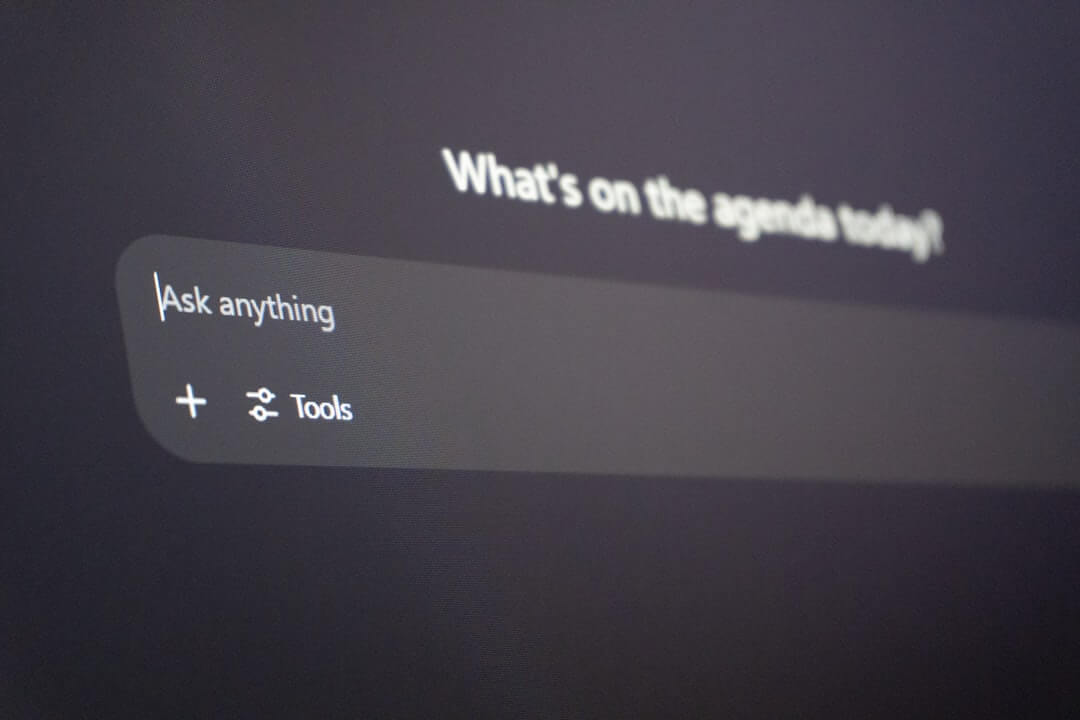 Digital interface with "ask anything" prompt.