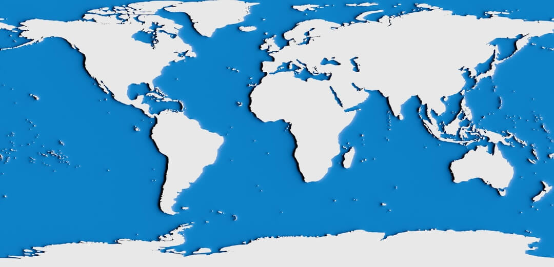 Close-up view of a vintage world map