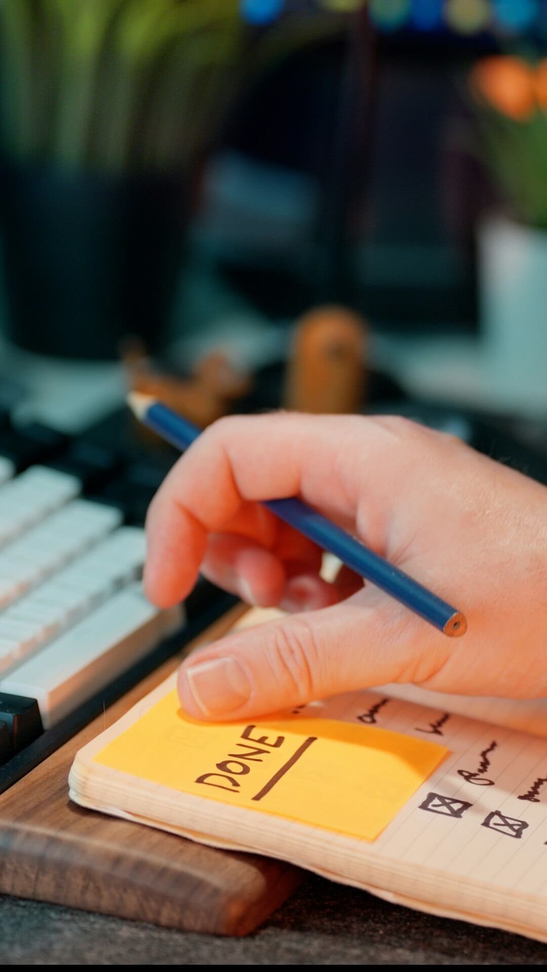 Someone works at their computer with a mouse.