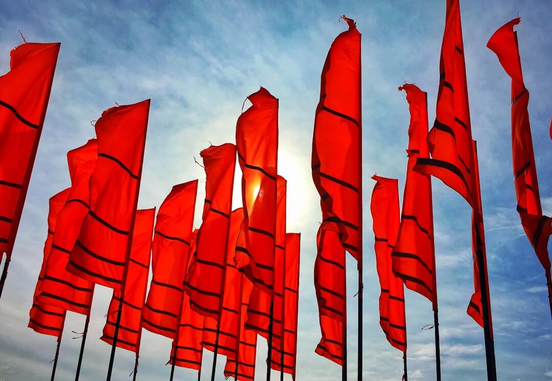 red and gray metal stand