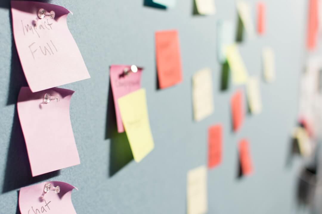 six white sticky notes